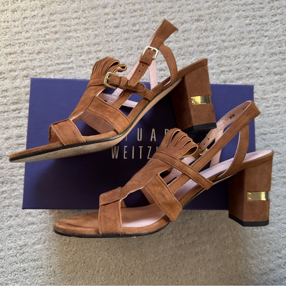 Stuart Weitzman Shoes - Stuart Weitzman Brown Suede Fandangos Block Heel Sandal
